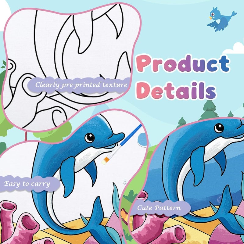 Anseal 12 Packs Pre Drawn Canvas to Paint, 4" X 4" Animal Pre-Printed Canvas Paint Party, Stretched Outline Painting Boards for Beginners, Party Favor - Image 4